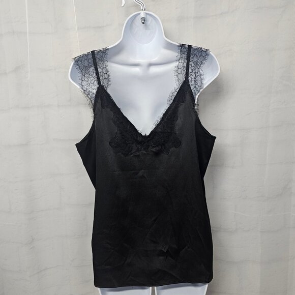 Express Tank Black Grunge Indie Y2K Goth Whimsigoth Dark Fairy Satin Lace L - Picture 7 of 13
